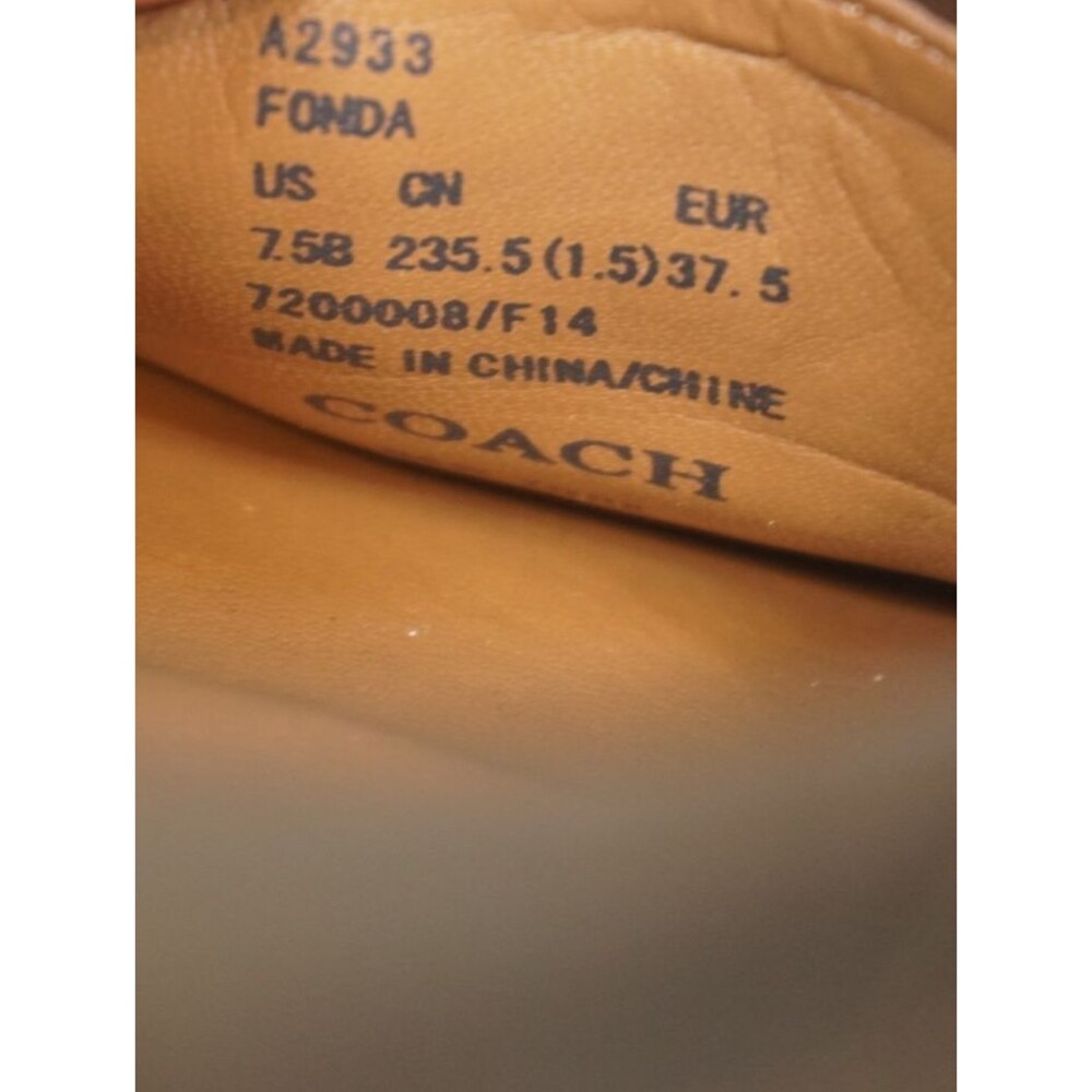 Coach Fonda Womens 7.5B Gold Patent Leather Driving Loafers Moccasin Flats Logo - Picture 8 of 8